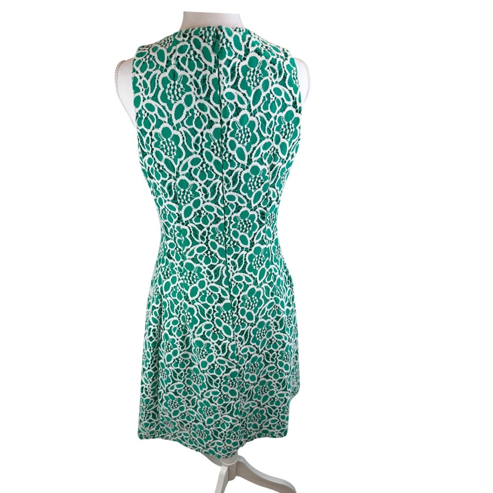 Eva Mendes New York & Company Green White Floral Lace Fit and Flare Dress 6 - Picture 4 of 9